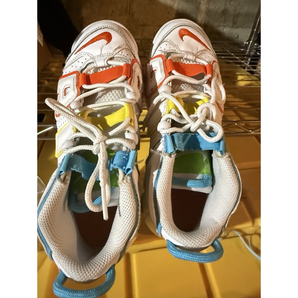 Nike Air More Uptempo BP White/Baltic Blue-Opti Yellow Shoes Size 5Y FJ4625-100 - Picture 6 of 7